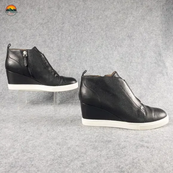 Linea Paolo Felicia Bootie Black Platform Wedge Leather Baddie Women's Sz 8.5 M - Picture 3 of 11